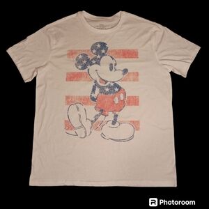 Disney Mickey Mouse red white and blue tshirt Unisex Size XL White Shirt